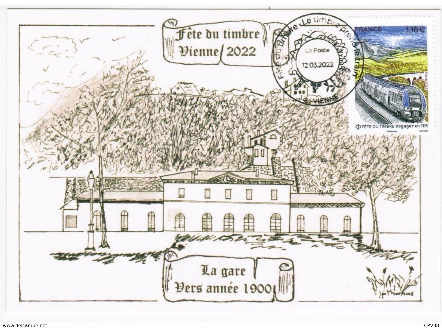 Fête Du Timbre 2022 - Vienne (38) - Carte Locale (gare De Vienne) Avec Le Timbre TER - 2020-…