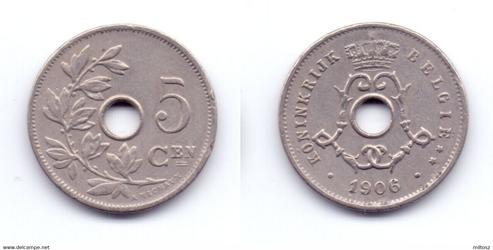 Belgium 5 Centimes 1906 (legend In Dutch) - 5 Cents