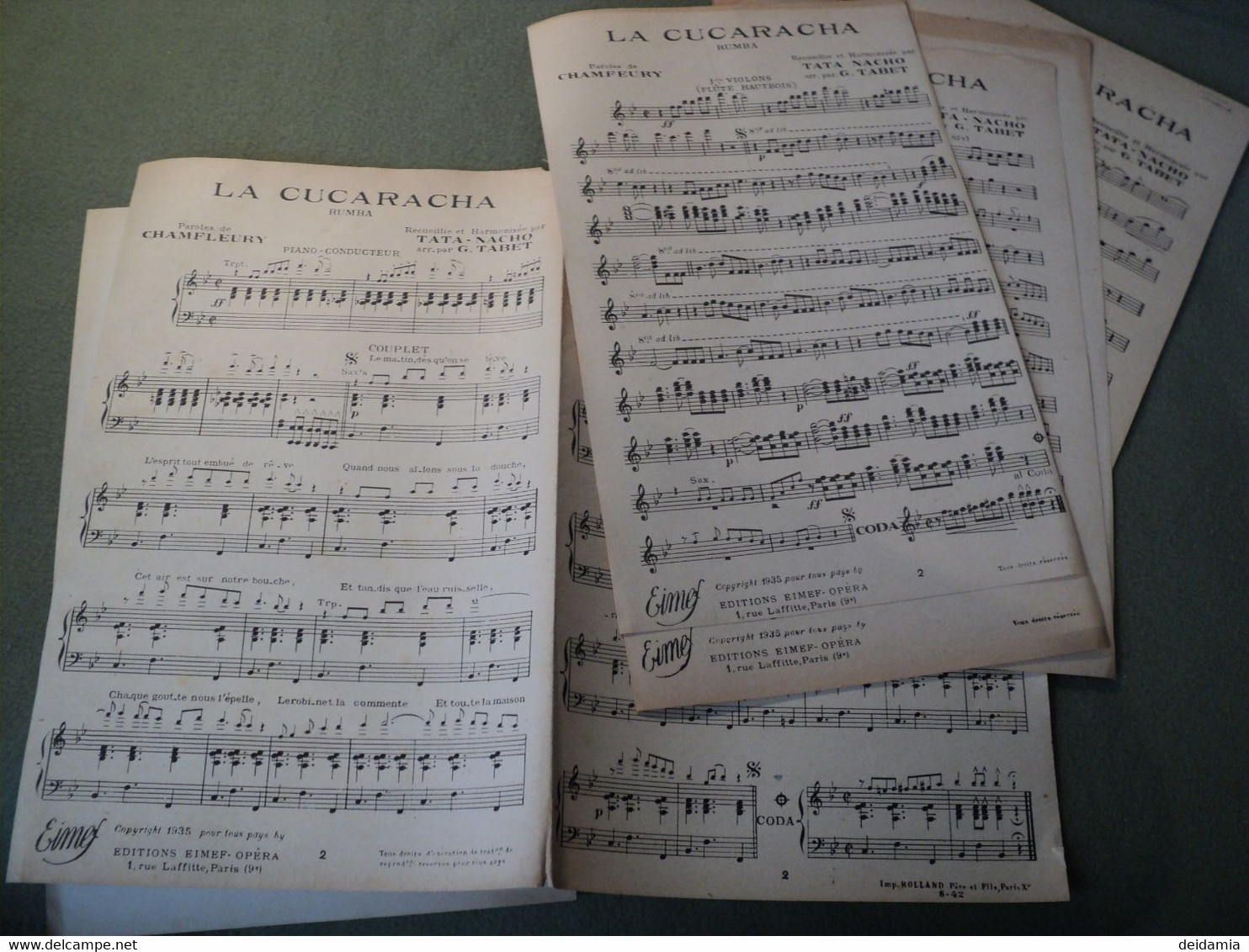 PARTITION LA CUCARACHA. 1935? CHAMFLEURY / TATA NACHO / G. TABET EDITIONS EIMEF OPERA. RUMBA - Opéra