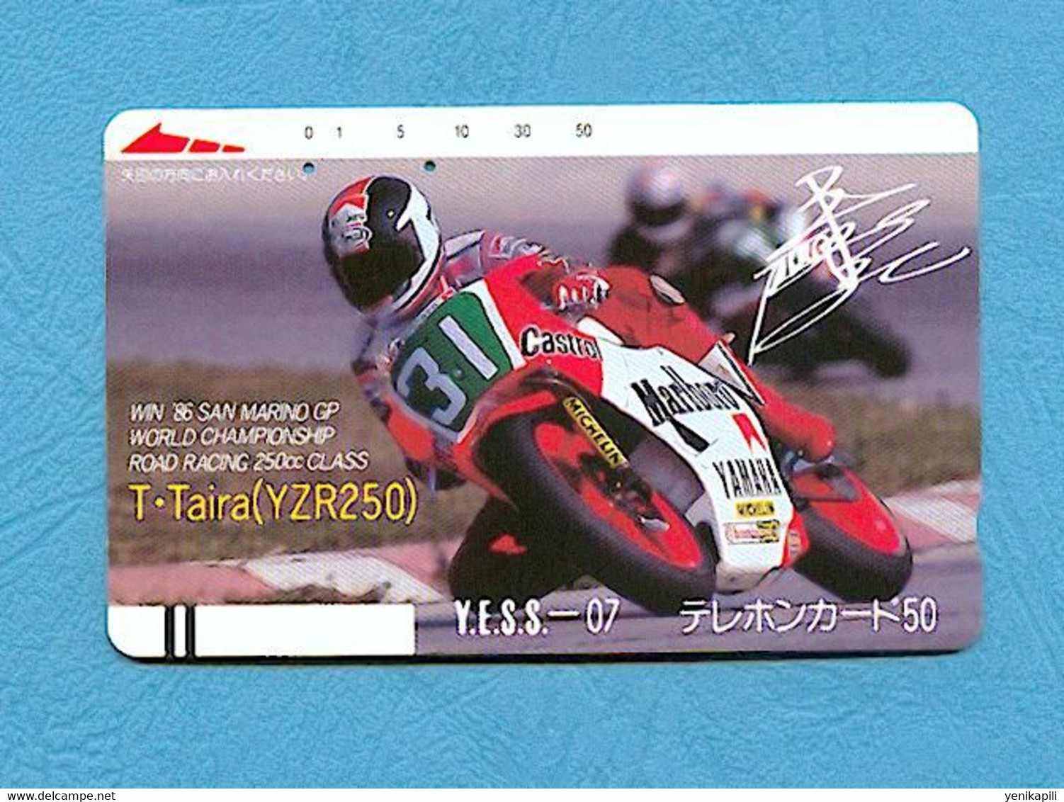 ( 5621 ) - Télécarte JAPON - (  MOTO / YAMAHA / Marlboro / Castrol / MICHELIN / T.Taira ( YZR 250 ) - *** TTBE *** - - Motorfietsen