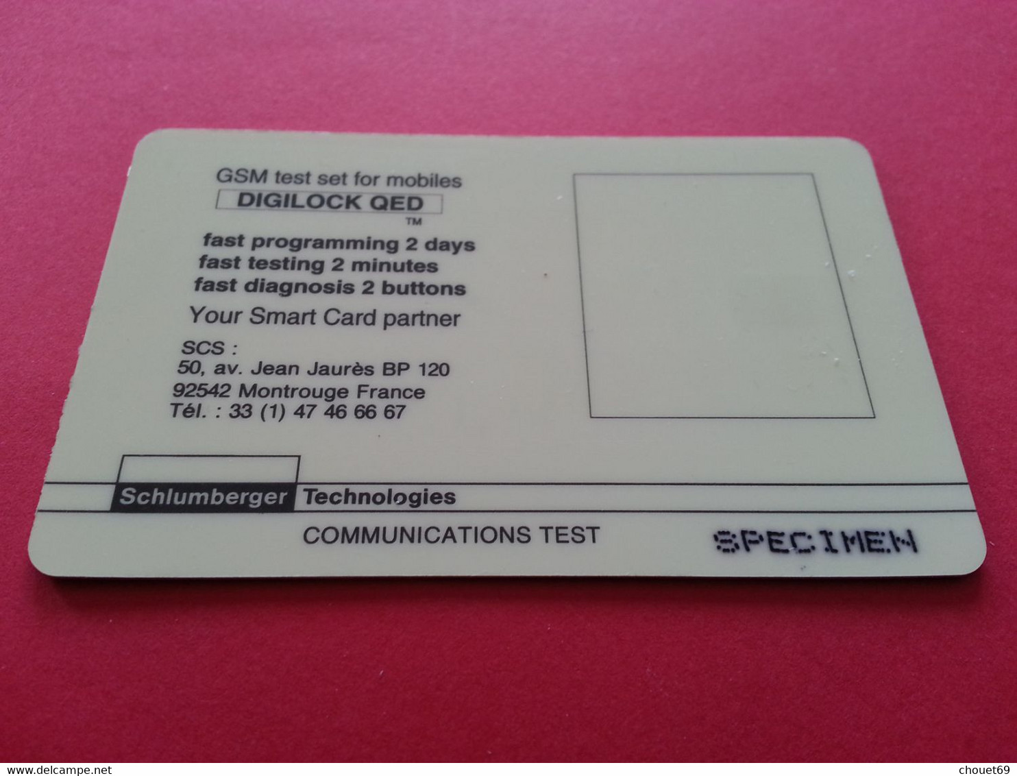 DEMO TEST SCHLUMBERGER GSM SIM SPECIMEN Démo (BG0110 - Herkunft Unbekannt