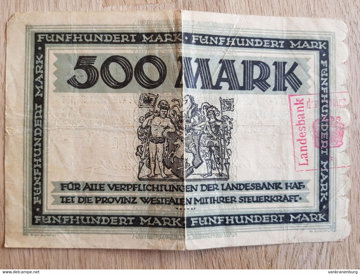 Münster/ Landesbank Der Provinz Westfalen, 500 Mark, 1922 - 1.000 Mark