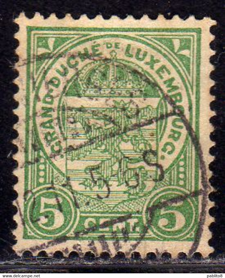 LUXEMBOURG LUSSEMBURGO 1906 1926 1907  COAT OF ARMS STEMMA ARMORIES CENT. 5c USED USATO OBLITERE' - 1906 William IV