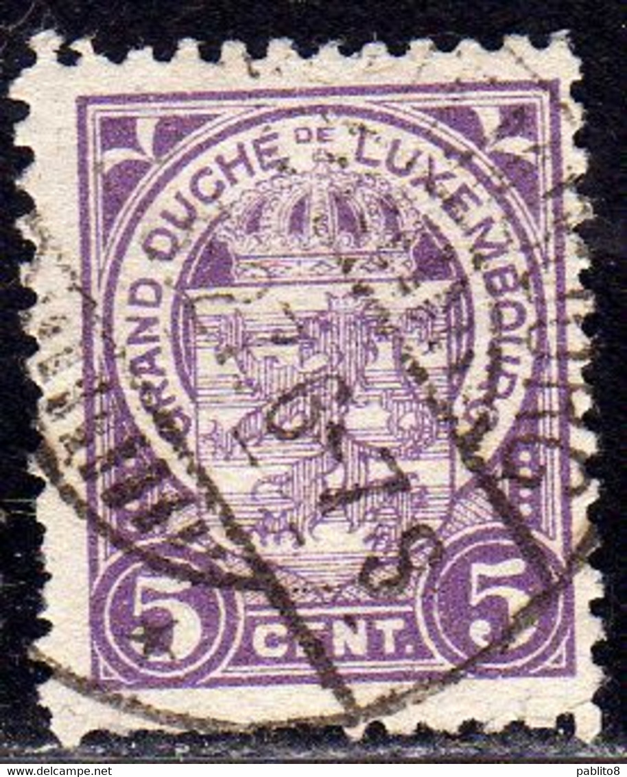 LUXEMBOURG LUSSEMBURGO 1906 1926 1907  COAT OF ARMS STEMMA ARMORIES CENT. 5c USED USATO OBLITERE' - 1906 Guglielmo IV