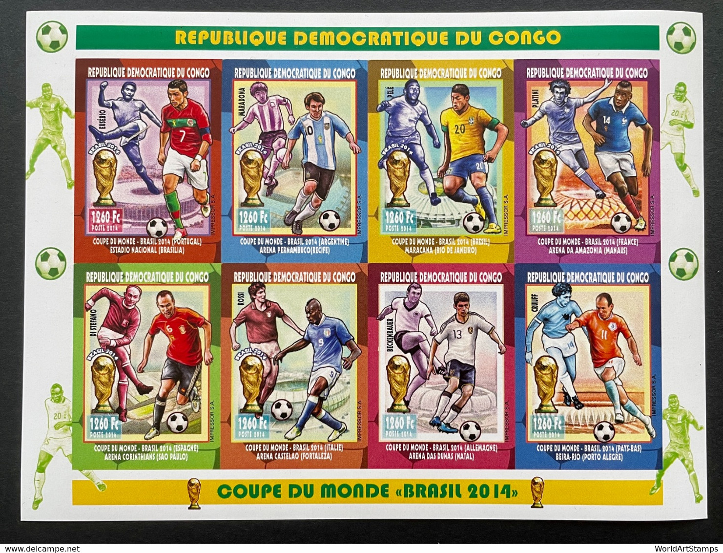 Stamps Set Football Worldcup Brasil 2014 Congo Imperf. - 2014 – Brasile