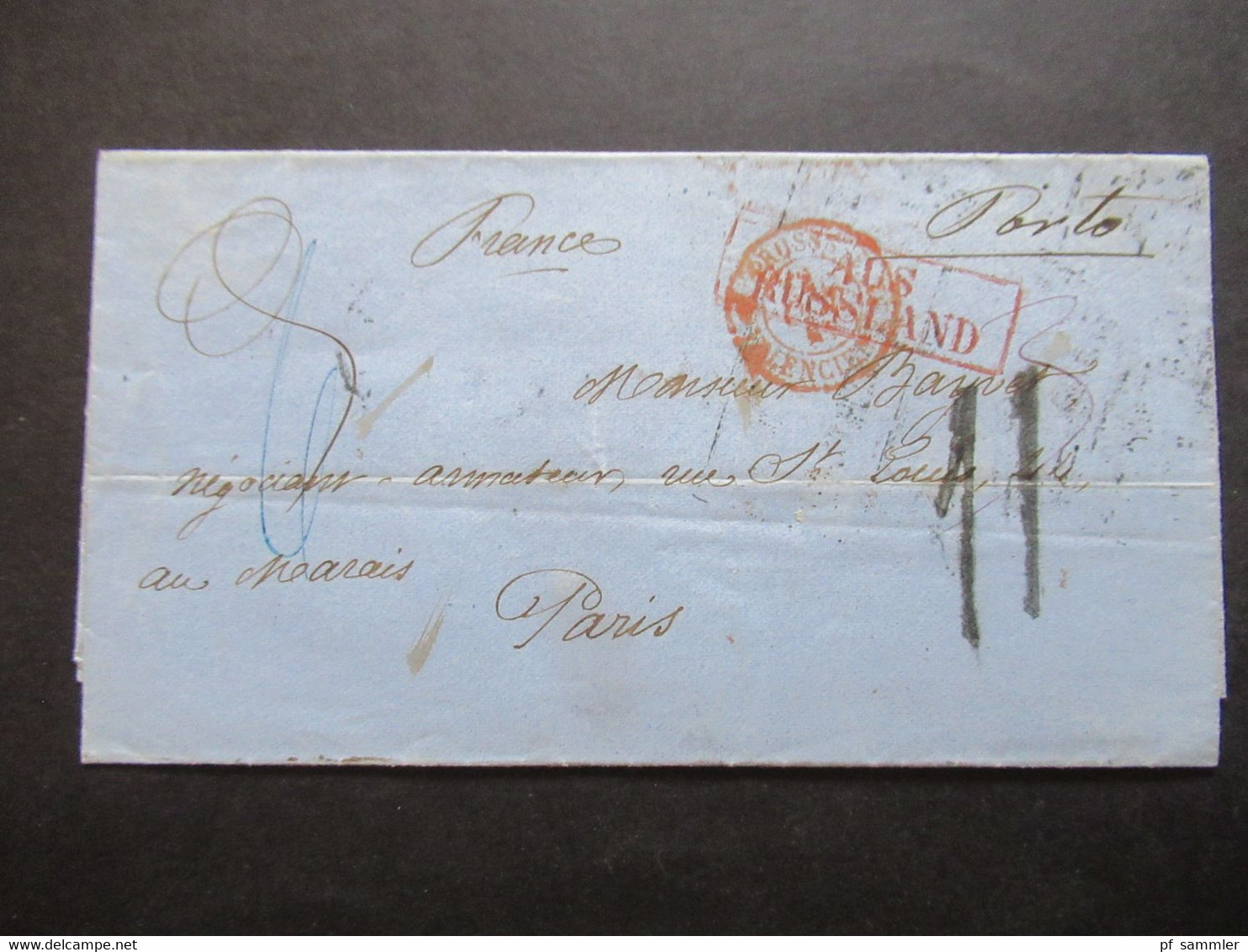 Transit Roter Ra2 Aus Russland - Paris Bahnpost Stempel Stettin / Berlin U. Russischer Kastenstempel Handschriftl. Porto - Cartas & Documentos