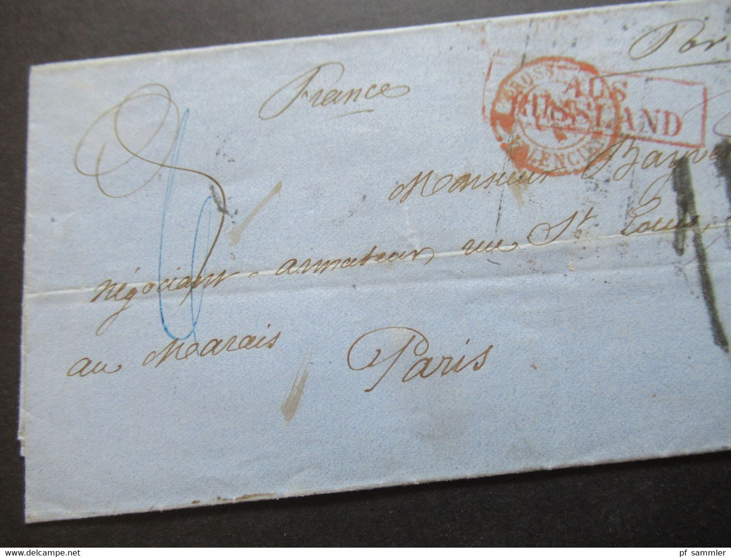 Transit Roter Ra2 Aus Russland - Paris Bahnpost Stempel Stettin / Berlin U. Russischer Kastenstempel Handschriftl. Porto - Briefe U. Dokumente