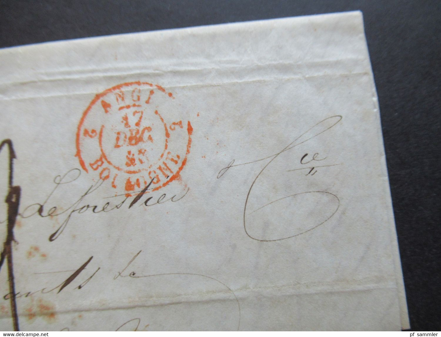 GB 1846 Transit Schiffspost Plymouth - St. Malo Frankreich Rote / Blauer Und Schwarze Stempel!! Faltbrief Mit Inhalt!! - Storia Postale