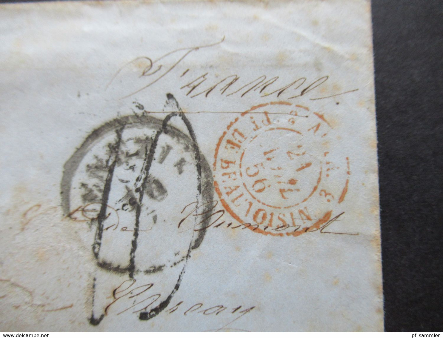 Italien 1856 Roter L2 Via Decli Stati Sardi Und Stempel Venezia + Weitere Stempel Auslandsbrief Nach Frankreich! - Sardinien