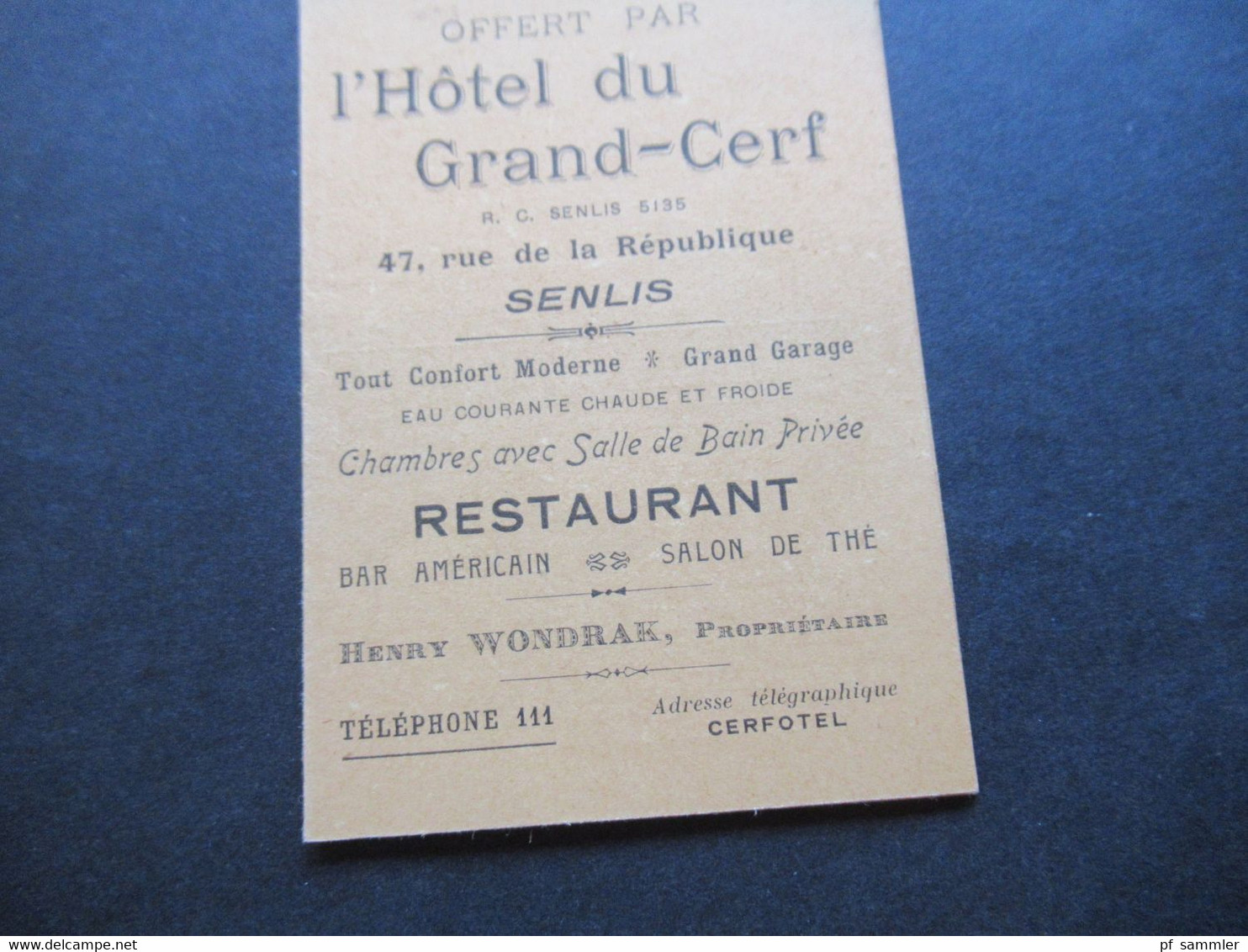 Frankreich Horaire Des Trains / Zugfahrplan Offert Par L'Hotel Du Grand Cerf Senlis Avec Restaurant Henry Wondrak - Europa