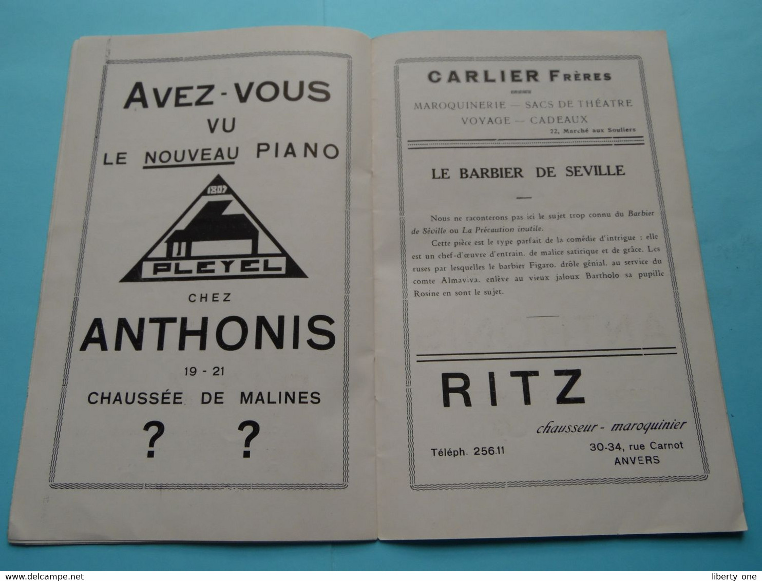 Comédie Française 1680-1931 > Théatre ROYAL D'ANVERS " Le Barbier de Séville " ( voir / zie Scans ) !