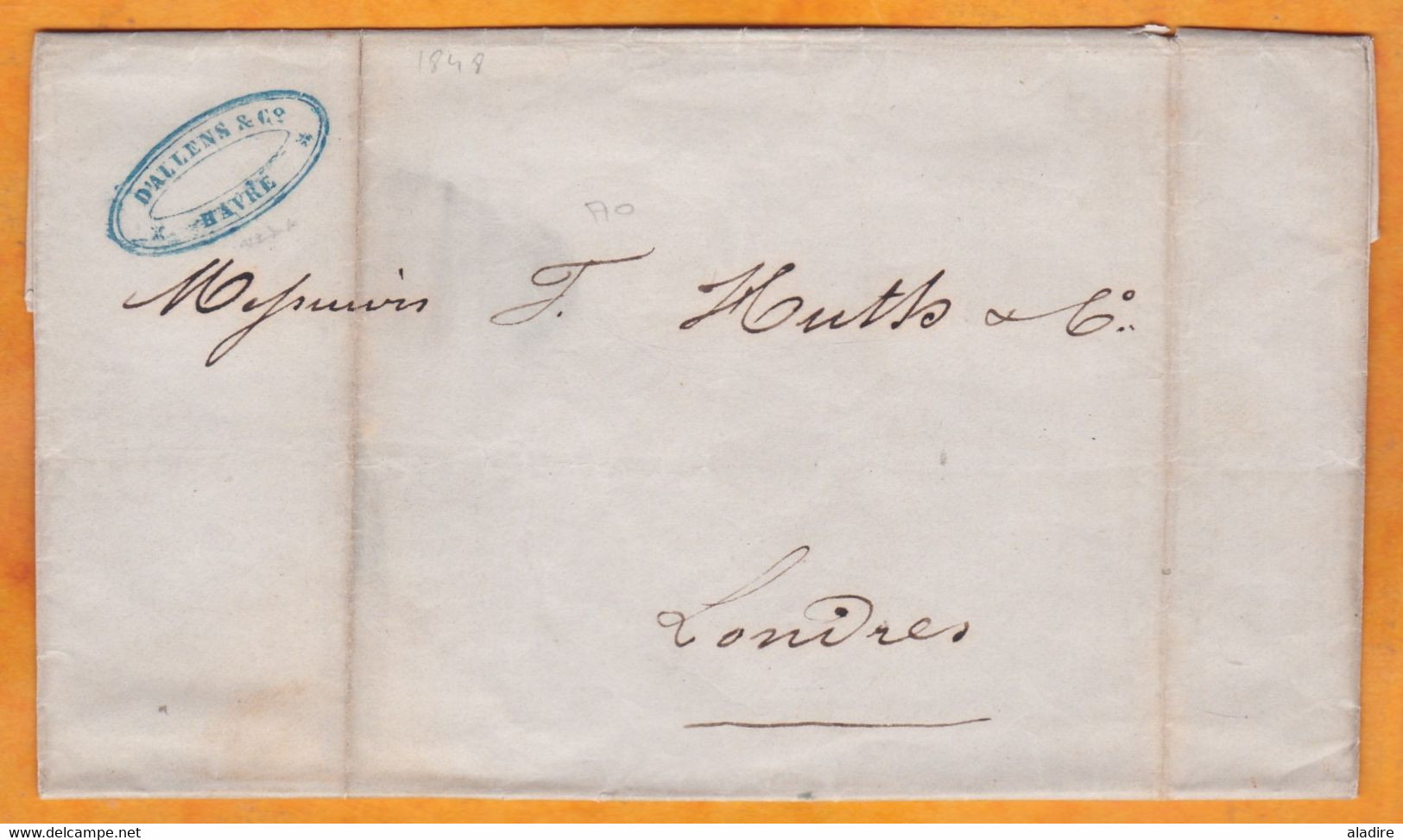 1848 - Enveloppe Et Lettre Pliées De LE HAVRE Vers LONDRES London, Angleterre - Etat De Chargement - 1801-1848: Précurseurs XIX