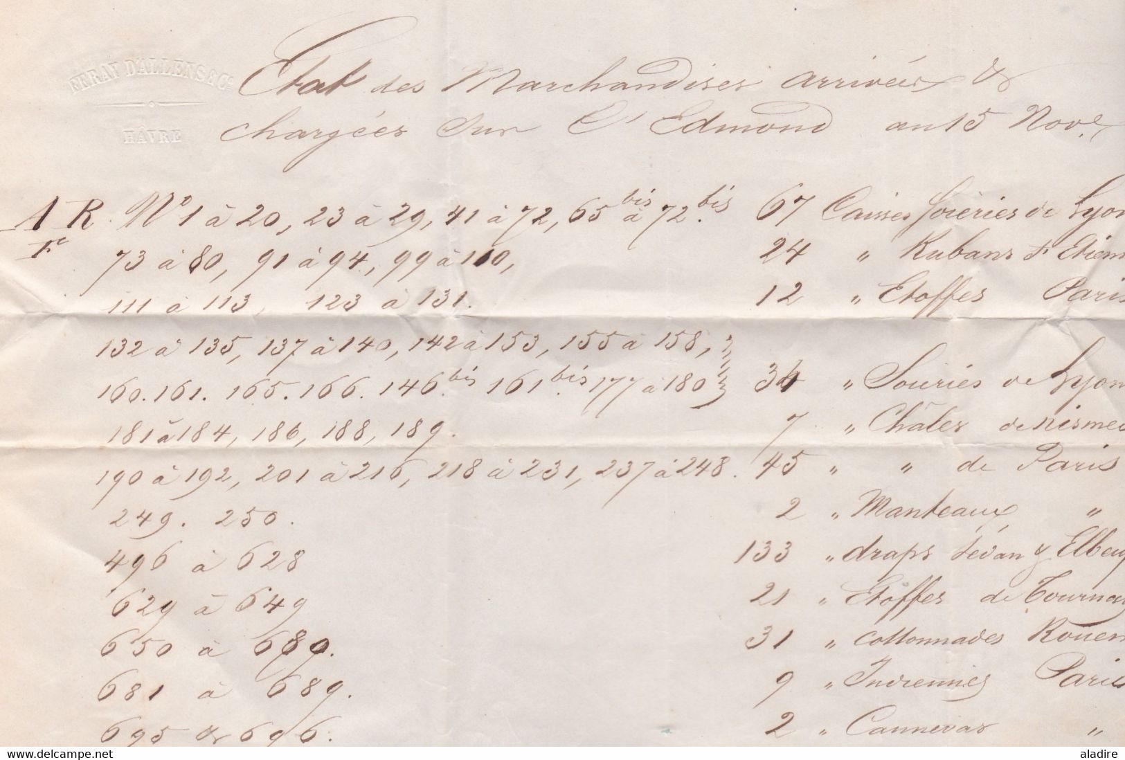 1848 - Enveloppe Et Lettre Pliées De LE HAVRE Vers LONDRES London, Angleterre - Etat De Chargement - 1801-1848: Précurseurs XIX