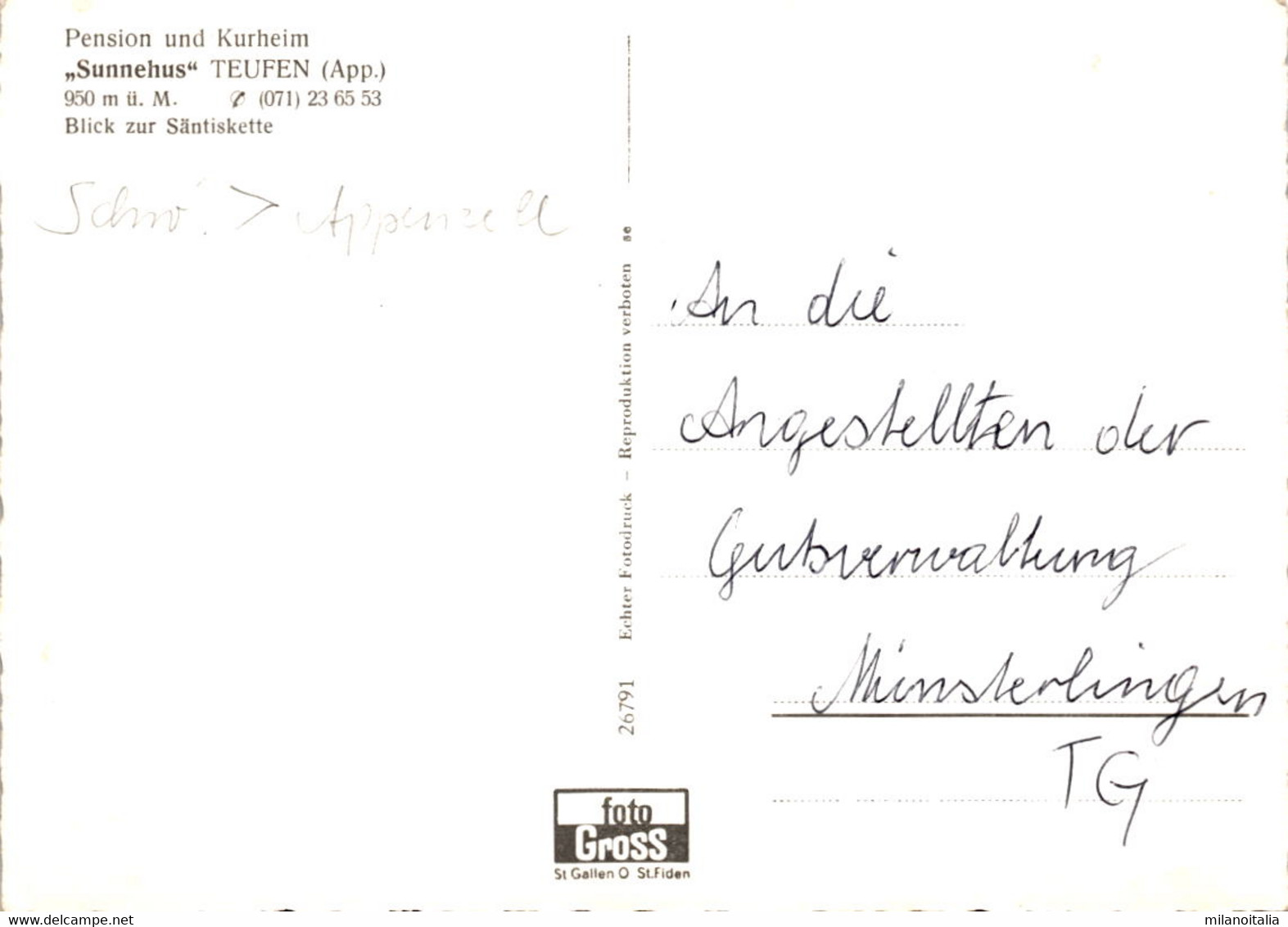 Pension Und Kurheim "Sunnehus", Teufen (App.) - Blick Zur Säntiskette (26791) - Teufen
