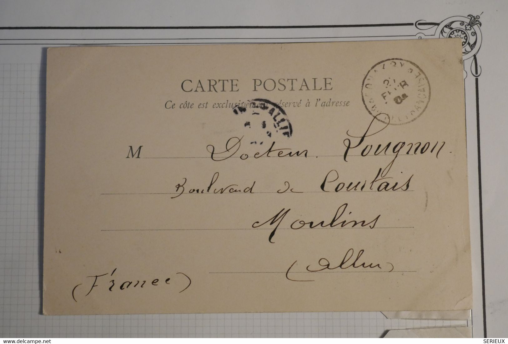 AS14 GUINEE FRANC. BELLE CARTE  + 1904 CONAKRY  POUR MOULINS  FRANCE+PASTEUR FOULAH  AFFRANCH. INTERESSANT - Lettres & Documents