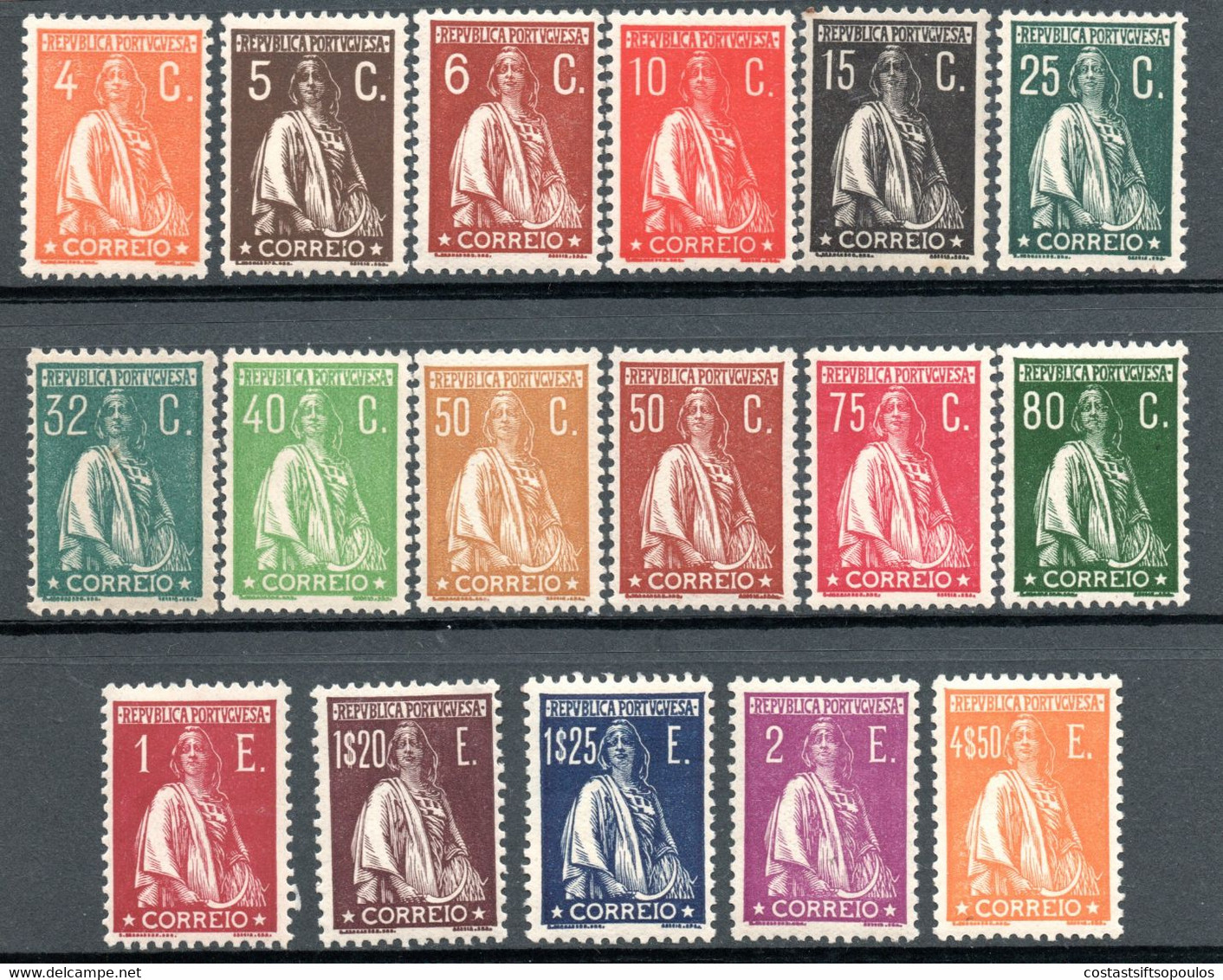 750.PORTUGAL.1930-1931 CERES #496A-496R MNH(-25 C.GRAY # 496F)4 SCANS,FREE SHIPPING BY REGISTERED MAIL. - Neufs