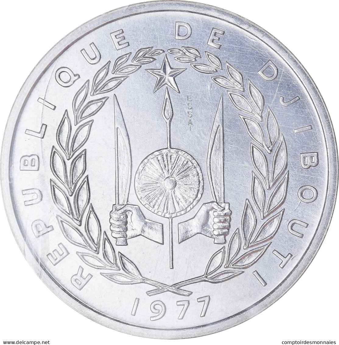 Monnaie, Djibouti, 5 Francs, 1977, Paris, ESSAI, FDC, Aluminium, KM:E3 - Djibouti