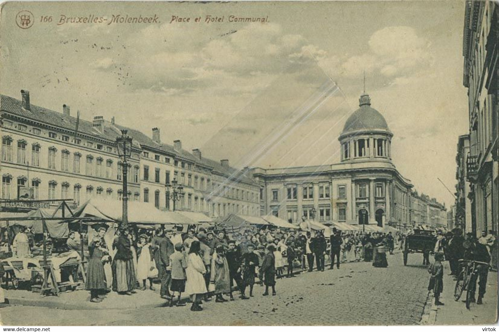 Bruxelles - Molenbeek :  Place Et Hotel Communal  (  Markt - Marché ) 1911 - Molenbeek-St-Jean - St-Jans-Molenbeek