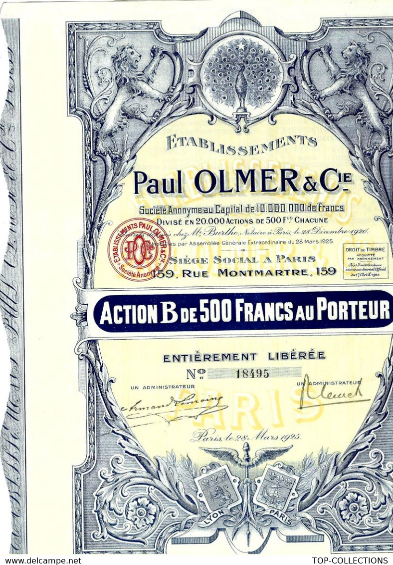 1925 SUPERBE GRAPHISME ETS PAUL OLMER PARIS RUE MONTMARTRE TEXTILE VOIR COTATION 25 EUROS - Tessili