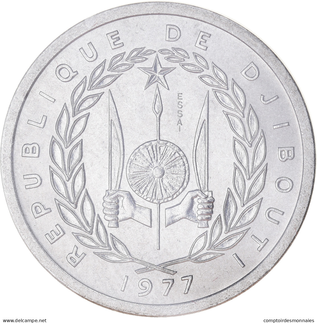 Monnaie, Djibouti, 2 Francs, 1977, Paris, ESSAI, FDC, Aluminium, KM:E2 - Djibouti