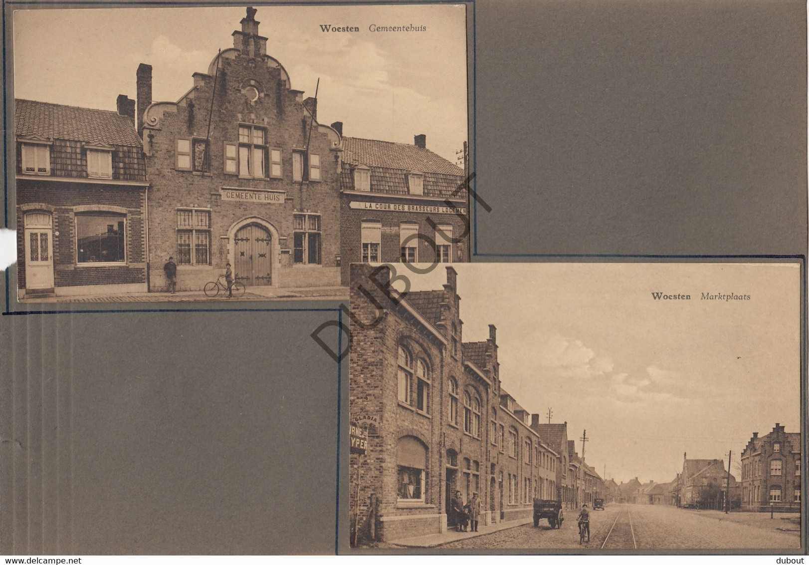 2 Postkaarten/Cartes Postales - WOESTEN/Vleteren - Gemeentehuis & Marktplaats (V942) - Vleteren