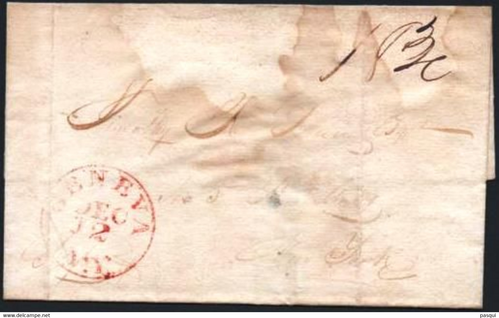 EE.UU. -  Fx. 1 - Precursor - Mat. GENEVE N.Y. DEC 12 (1834) - Pliego Completo - Ø - …-1845 Prephilately