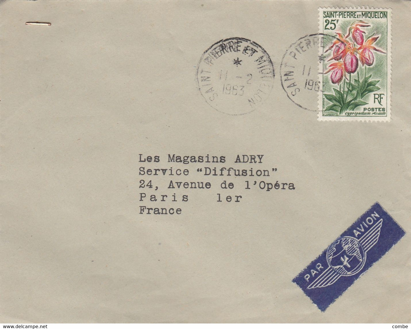 LETTRE. ST PIERRE ET MIQUELON. PAR AVION POUR PARIS - Lettres & Documents