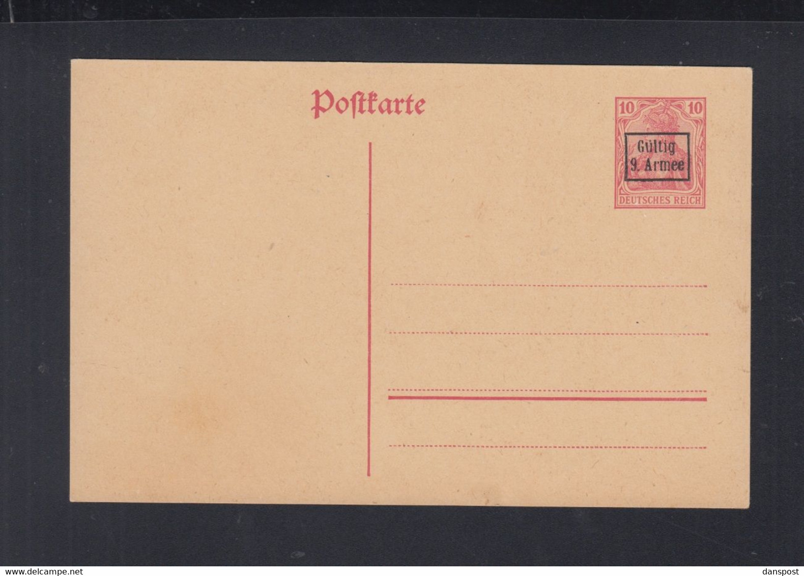 Dt. Reich Besetzung Rumänien Romania GSK Gültig 9. Armee - World War 1 Letters