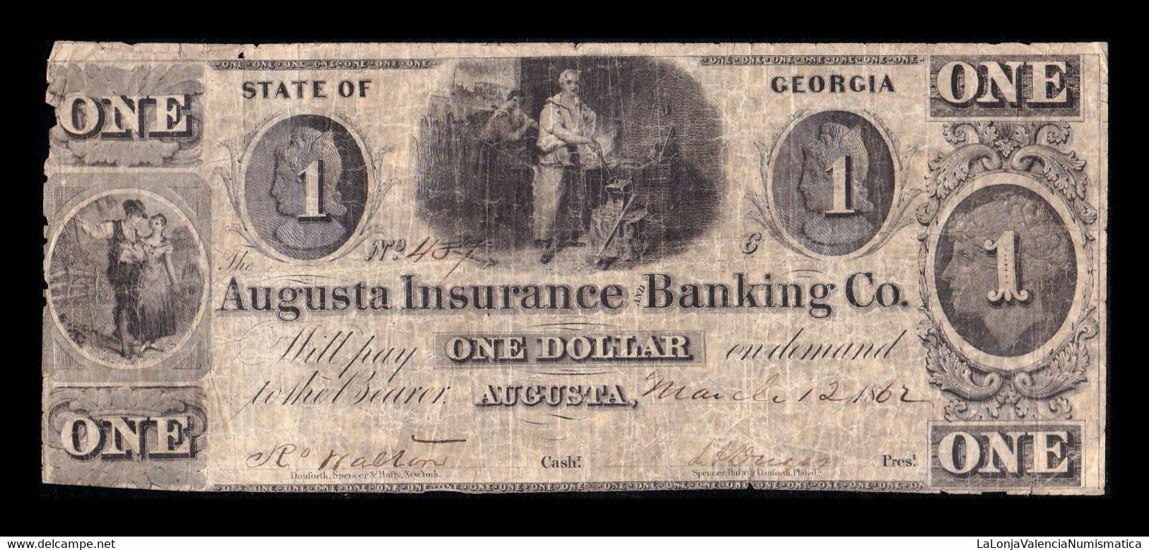 Estados Unidos United States 1 Dollar 1862 The Augusta Insurance & Banking Co. Georgia - Georgia