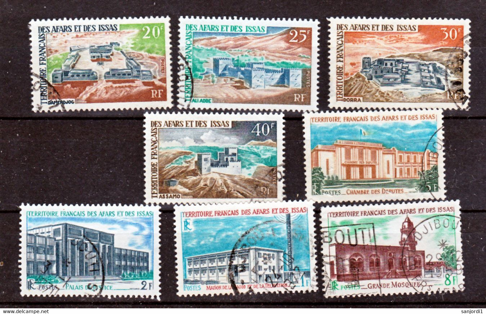 Afars Et Issas 337/340, 343/346 Edifices Et Diverss Oblitérés Used Cote 9 - Used Stamps