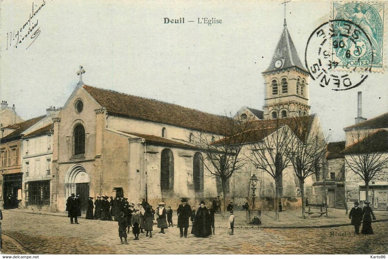 Deuil * La Place De L'église Du Village * Villageois Sortie De Messe ? - Deuil La Barre