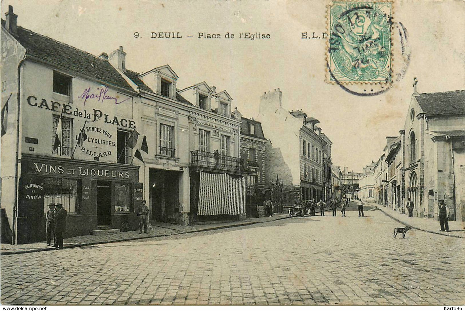 Deuil * La Place De L'église Du Village * Café De La Place Billard , Au Rendez Vous Des Cyclistes - Deuil La Barre