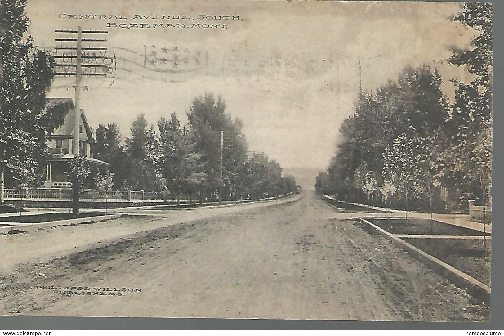 59087 ) USA Central Avenue Bozeman MT 1913 Postmark Cancel - Bozeman