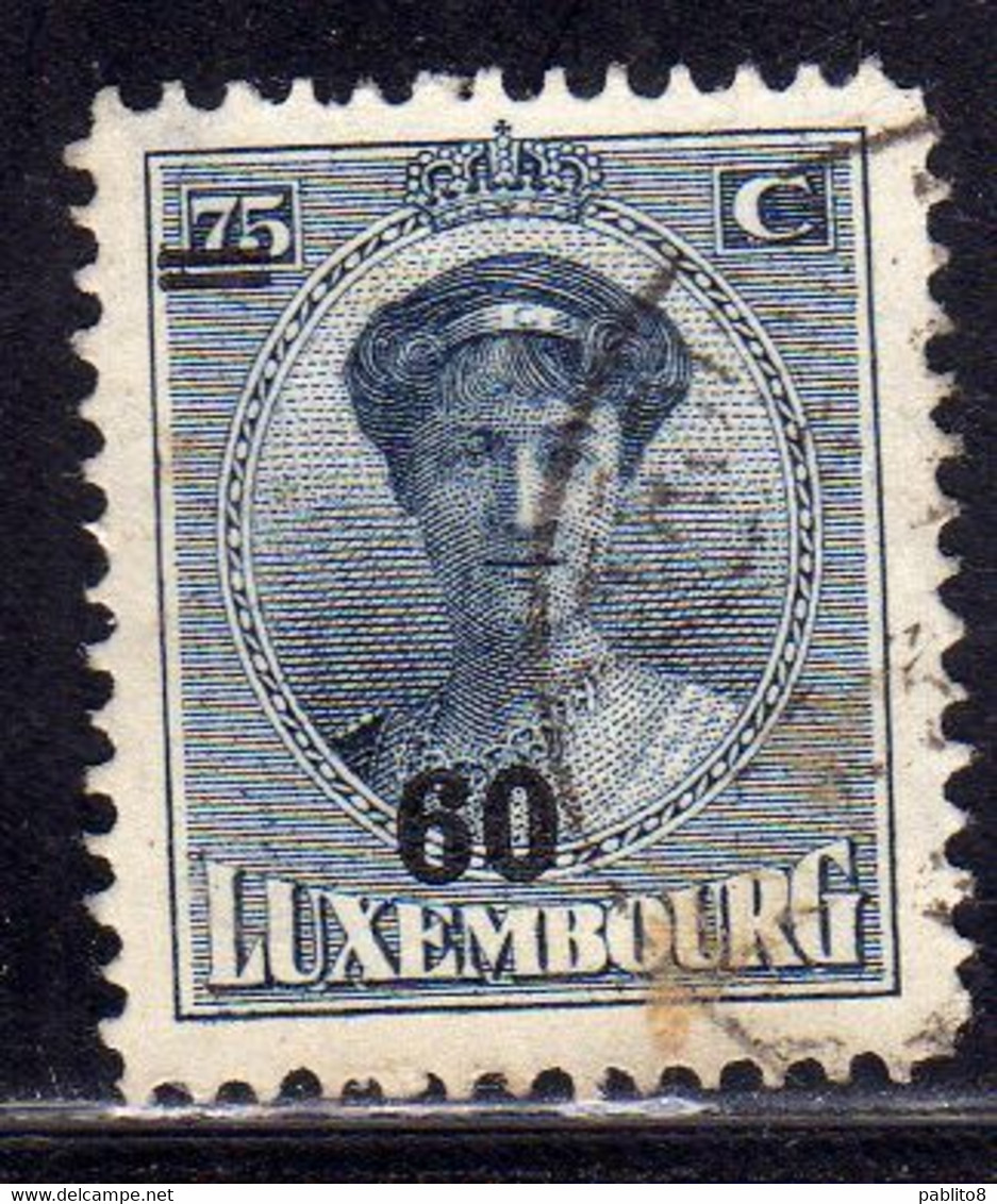 LUXEMBOURG LUSSEMBURGO 1925 1928 1927 GRAND DUCHESS CHARLOTTE SURCHARGED CENT. 60c On 75c USED USATO OBLITERE' - 1921-27 Charlotte Voorzijde