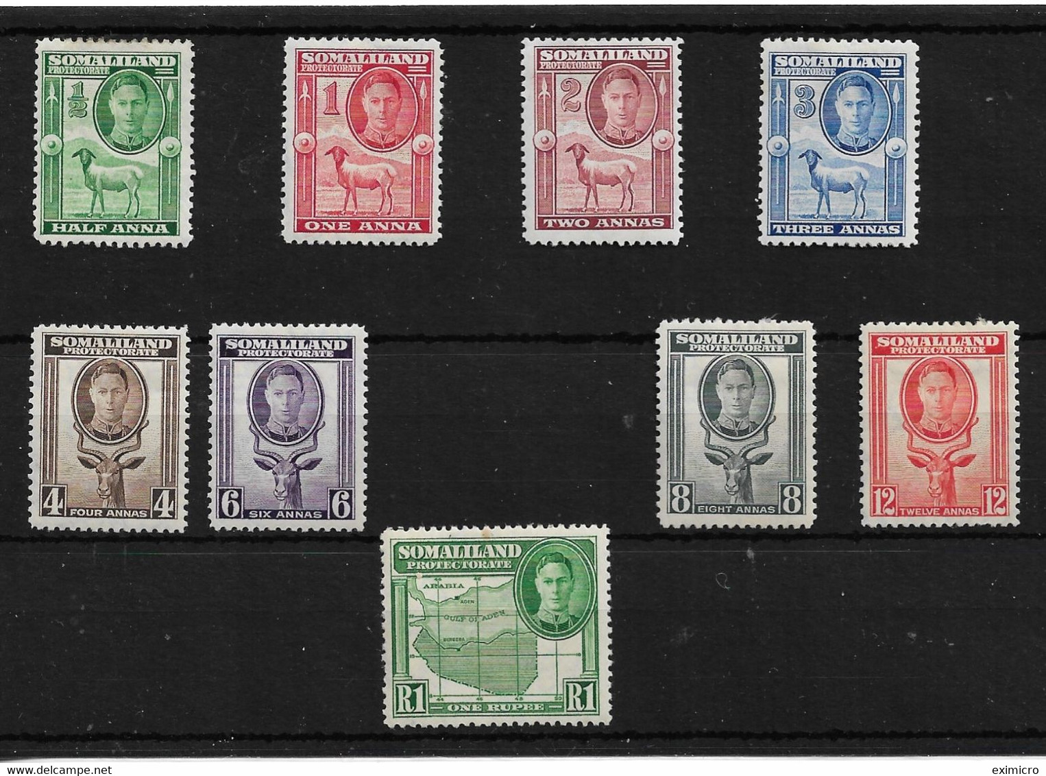 SOMALILAND 1942 SET TO 1R SG 105/113 MOUNTED MINT Cat £21+ - Somaliland (Protectorate ...-1959)