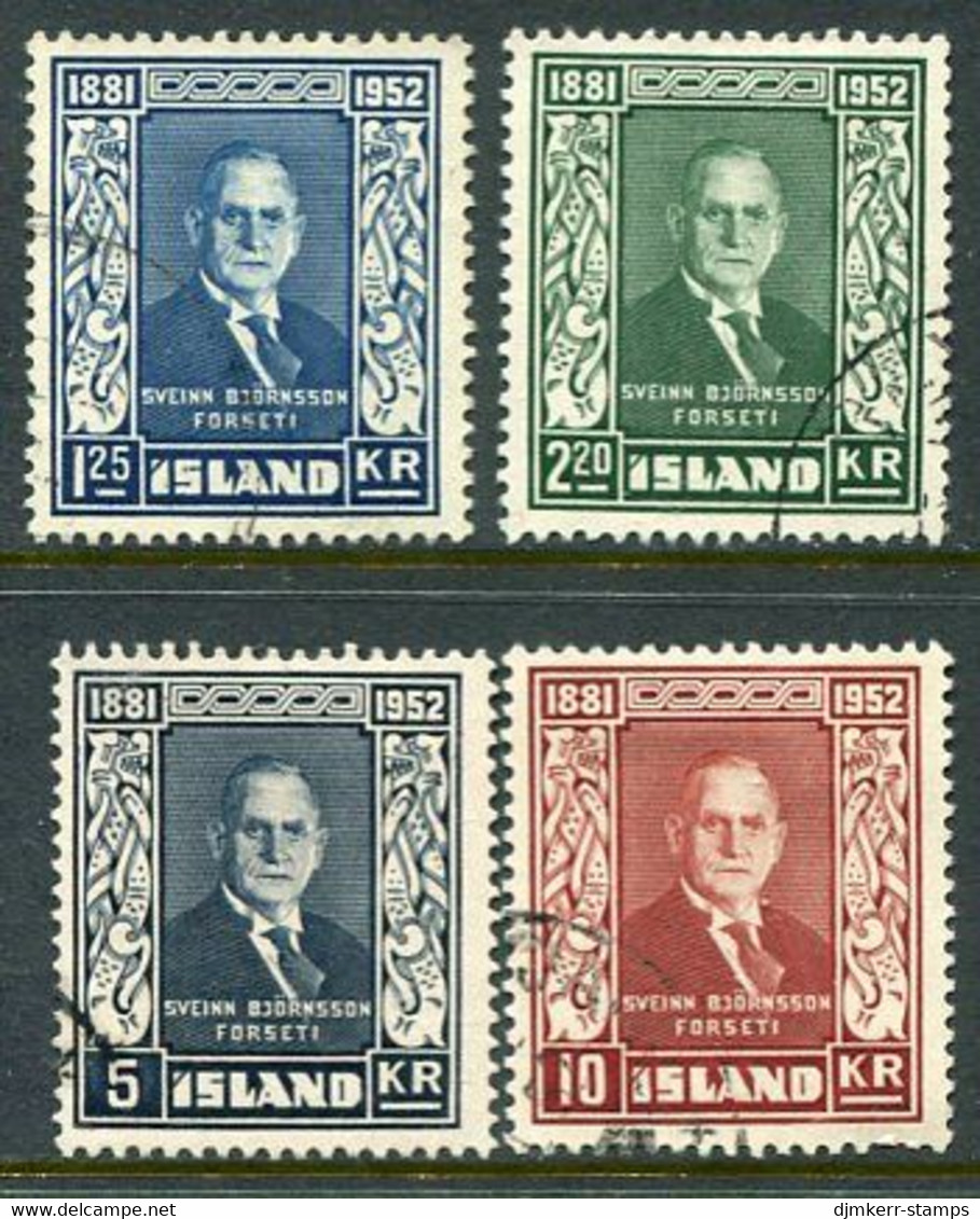 ICELAND 1952  Death Of  Björnsson Set  Used.  Michel 281-84 - Used Stamps