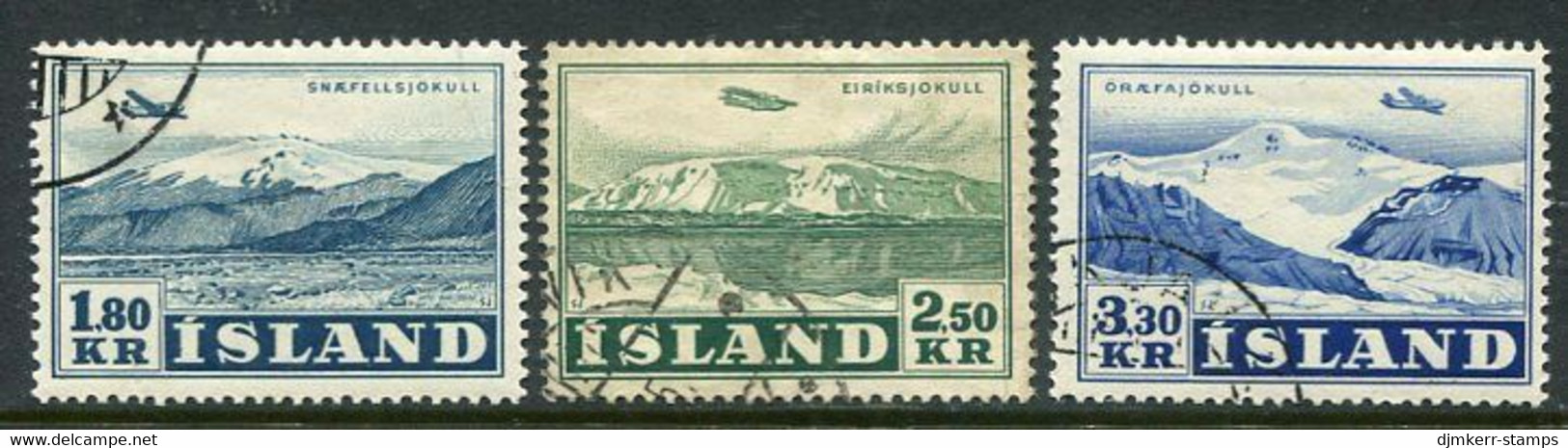 ICELAND 1952 Aircraft Over Glaciers  Used.  Michel 278-80 - Oblitérés