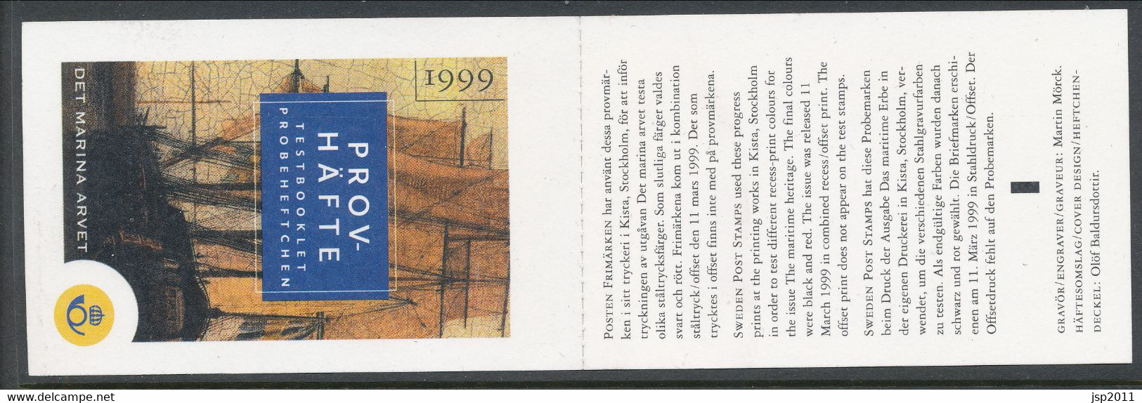 Sweden 1999. Proof Of Print Booklet:  Det Marina Arvet. Blue. MNH(**) - Probe- Und Nachdrucke