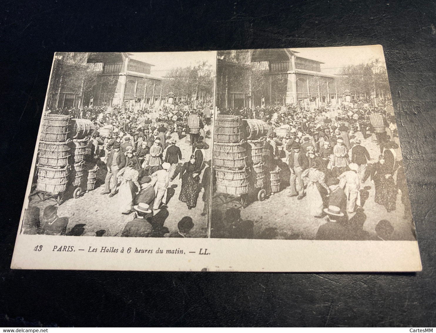 Paris RARE Carte Postale Stéréo Les Halles A 6 Heures Du Matin - Cartoline Stereoscopiche