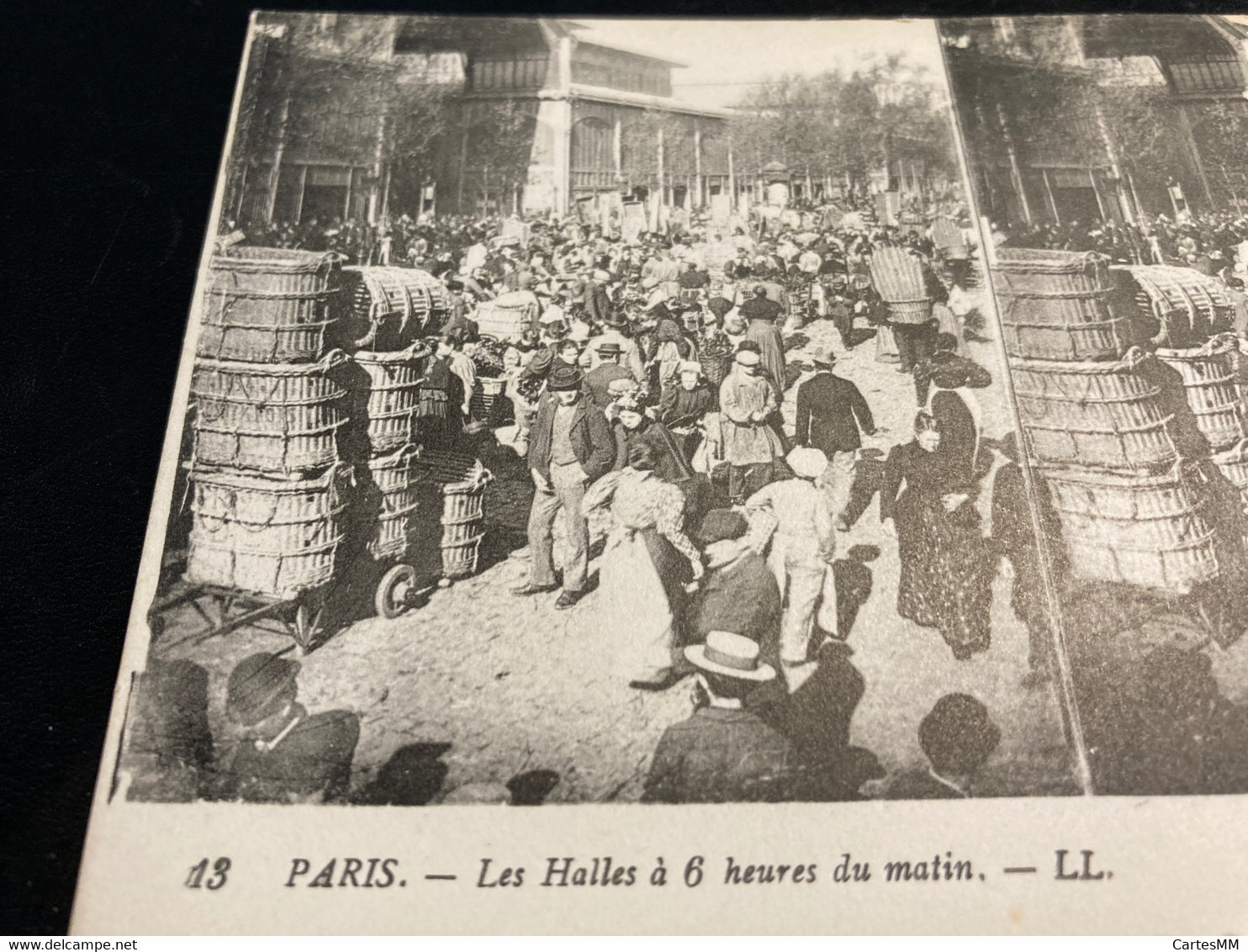 Paris RARE Carte Postale Stéréo Les Halles A 6 Heures Du Matin - Stereoscopische Kaarten