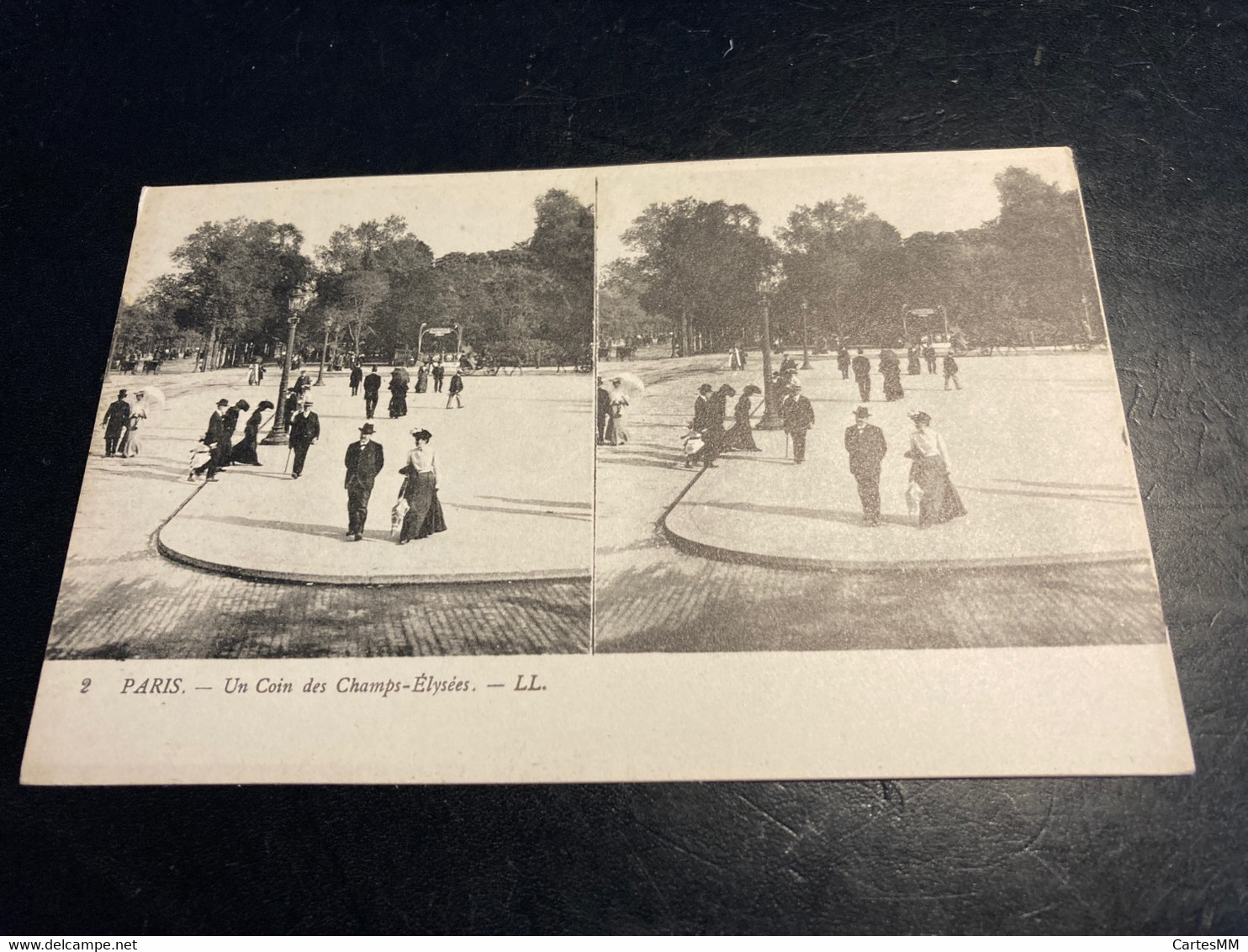 Paris RARE Carte Postale Stéréo Un Coin Des Champs Élysées - Stereoscope Cards