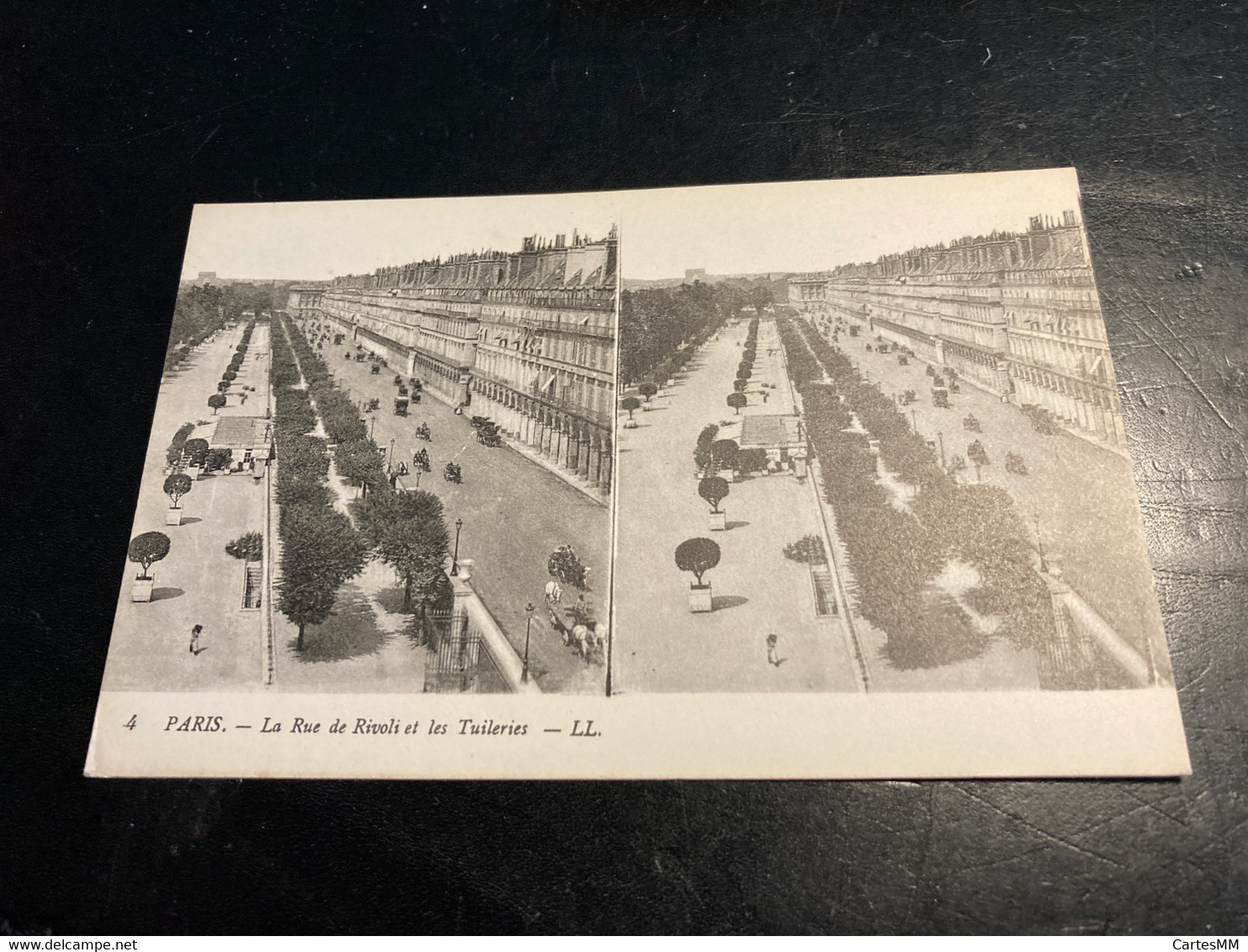 Paris RARE Carte Postale Stéréo La Rue De Rivoli Et Les Tuileries - Cartoline Stereoscopiche