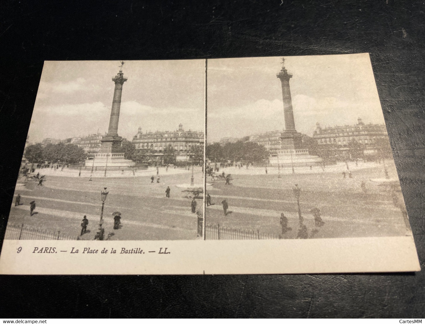 Paris RARE Carte Postale Stéréo Place De La Bastille - Cartes Stéréoscopiques