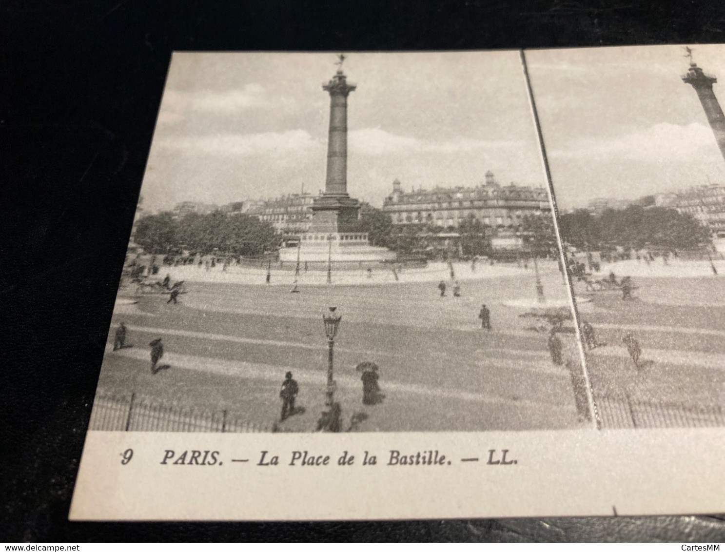 Paris RARE Carte Postale Stéréo Place De La Bastille - Cartes Stéréoscopiques