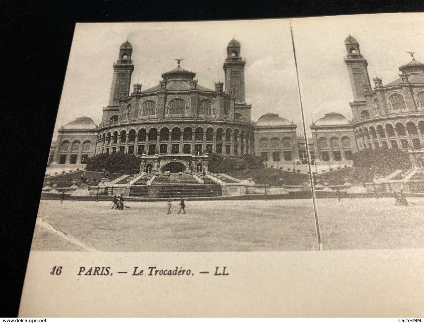 Paris RARE Carte Postale Stéréo Le Trocadéro - Stereoscopische Kaarten