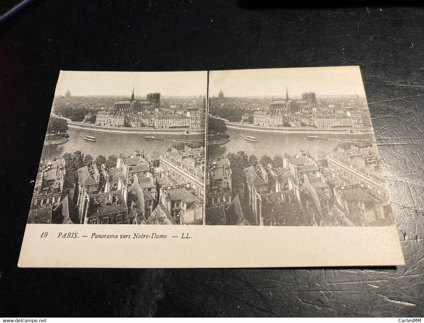 Paris RARE Carte Postale Stéréo Panorama Vers Notre Dame - Stereoscopische Kaarten