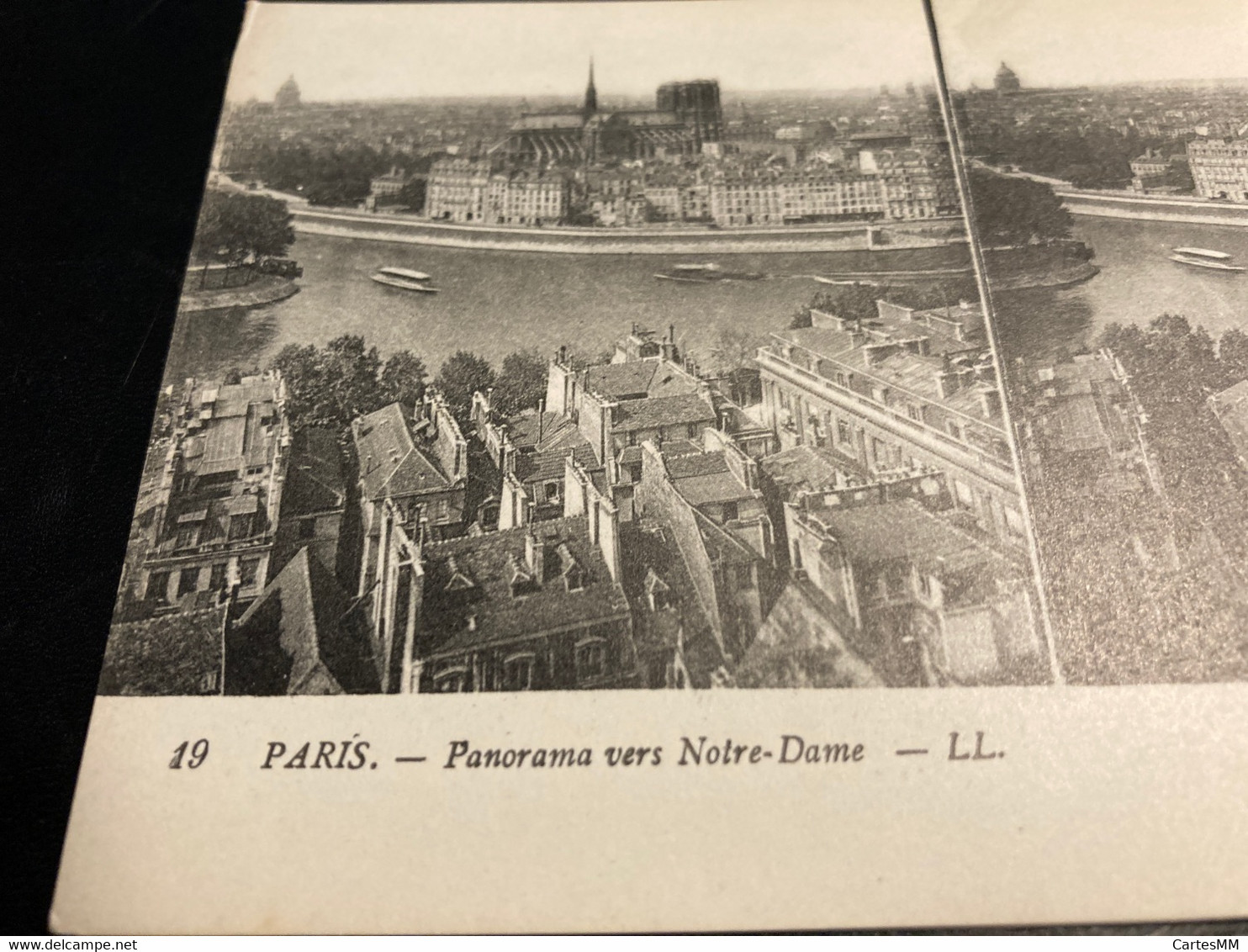 Paris RARE Carte Postale Stéréo Panorama Vers Notre Dame - Stereoscopische Kaarten