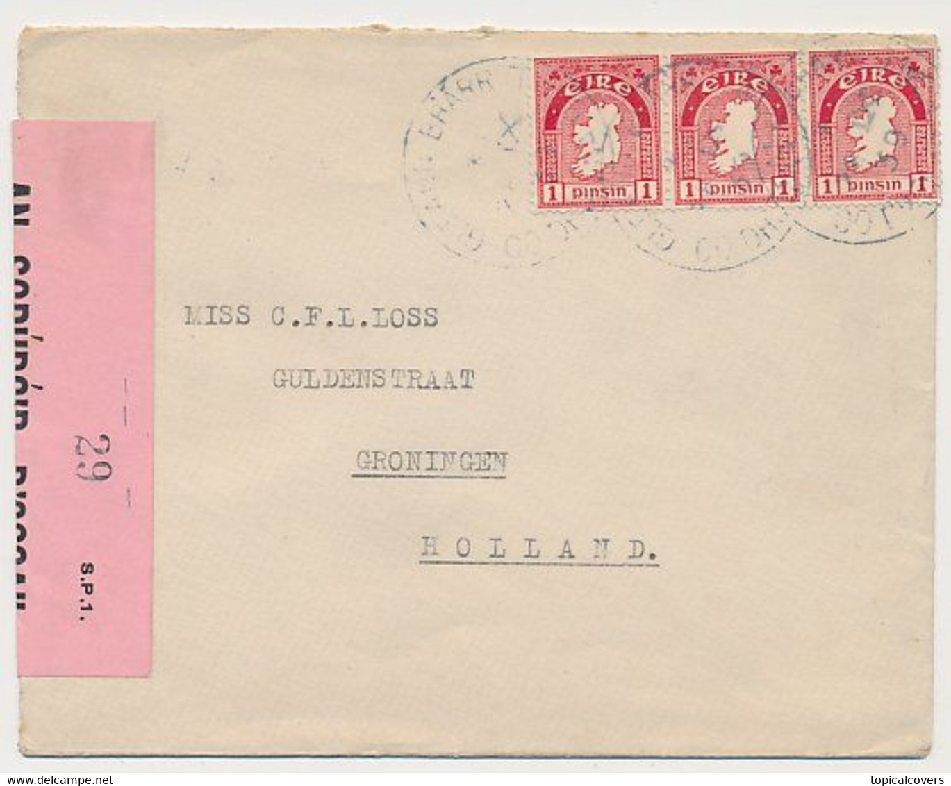 Censored Cover Ireland - Groningen The Netherlands 1939 - WWII - Covers & Documents