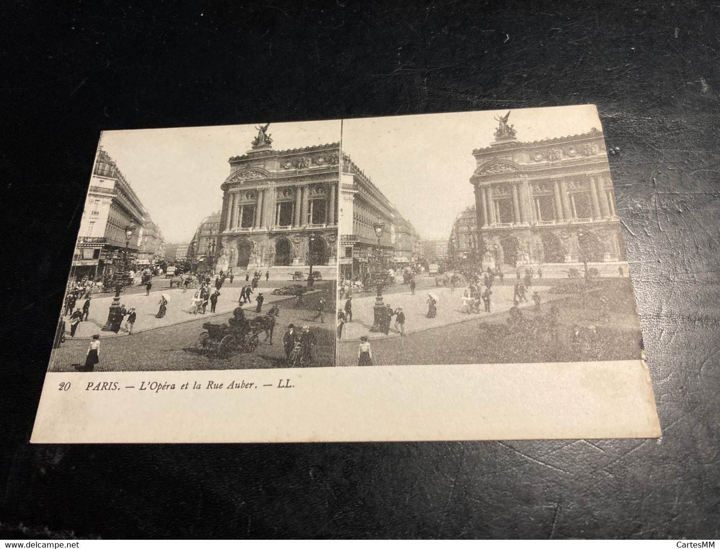 Paris RARE Carte Postale Stéréo L’Opera Et La Rue Auber - Cartes Stéréoscopiques