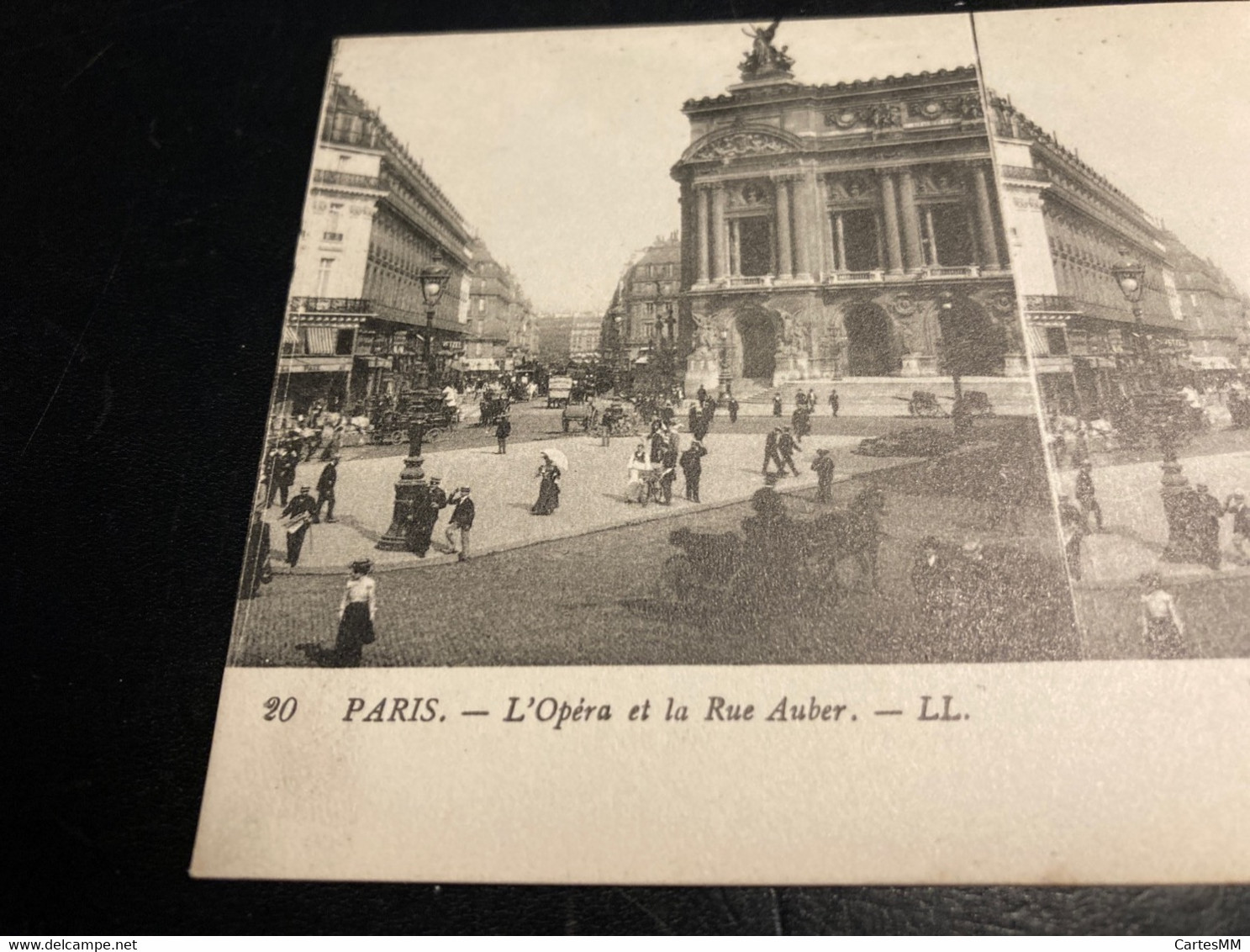 Paris RARE Carte Postale Stéréo L’Opera Et La Rue Auber - Cartes Stéréoscopiques